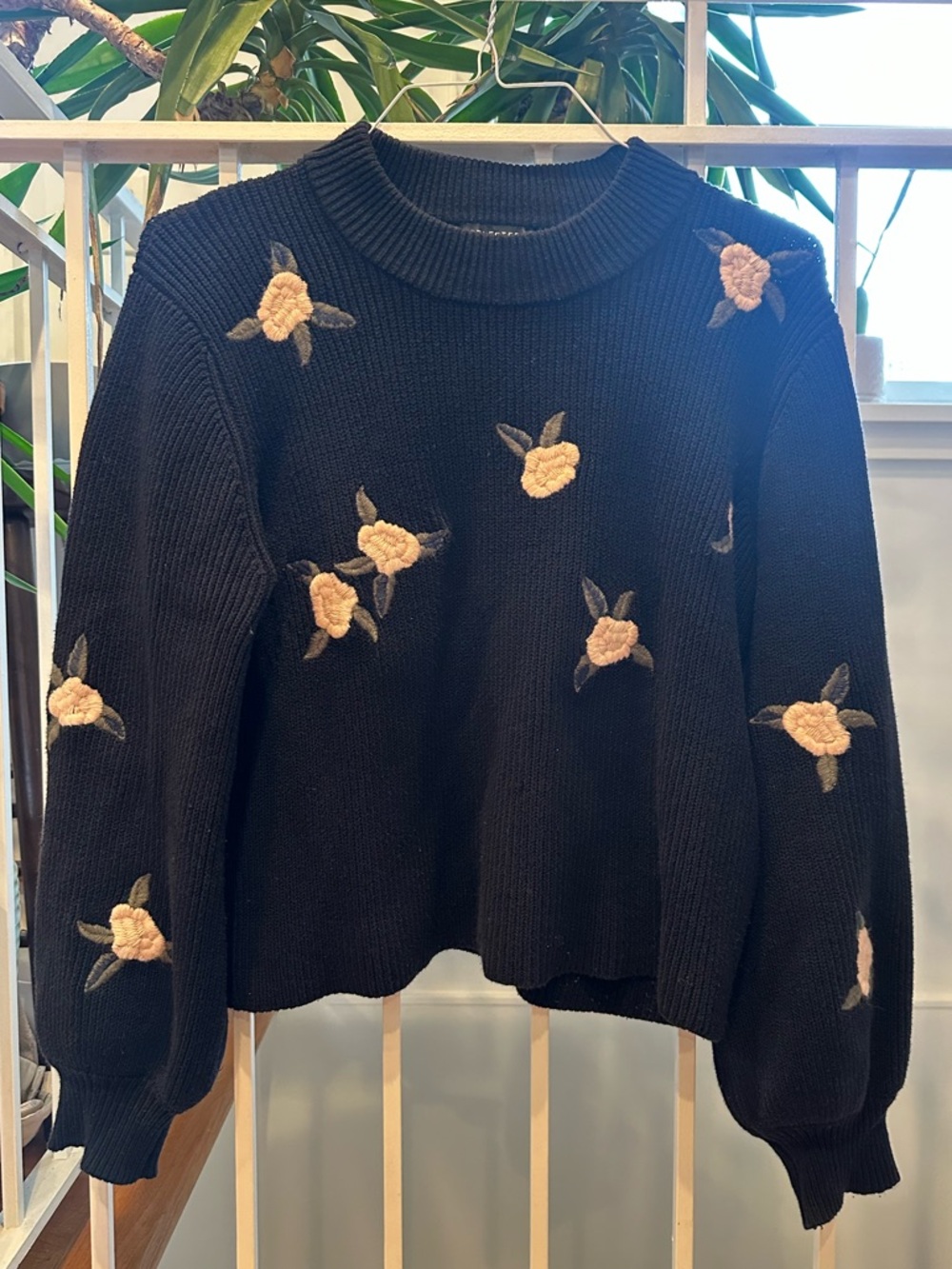 Dark Navy Floral Crewneck Sweater